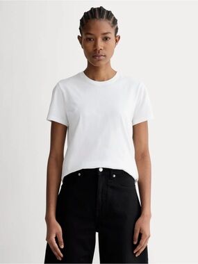 New Everlane THE SLIM CREW IN ESSENTIAL COTTON White  Size S